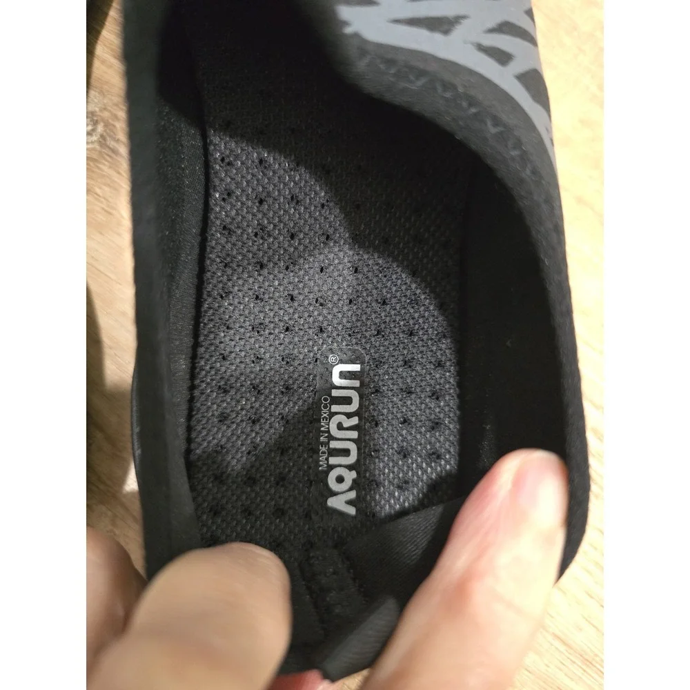 AQUARUN Unisex Water Shoes Aqua Socks Quick Dry Black Gray 280mm Beach Swim Pool